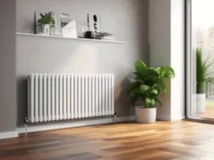un elemento di termosifone nel salone di un'abitazione